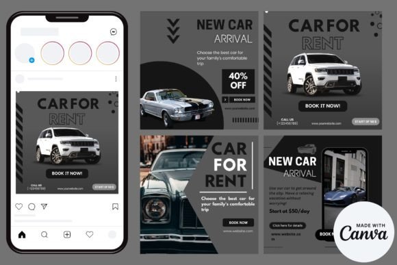 Car Rental Instagram Post Templates for Social Media
