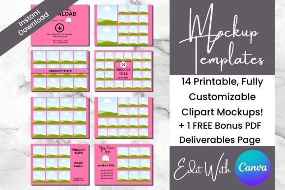 Elevate Your Etsy Shop with 14 Clipart Canva Templates