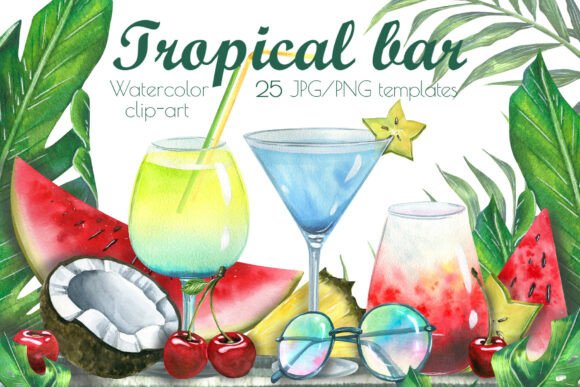 Tropical Bar Frames & Templates Set: A Visual Getaway for Your Designs