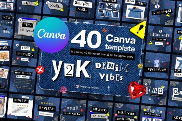 Y2K Denim Vibes: Canva Templates for Nostalgic Branding